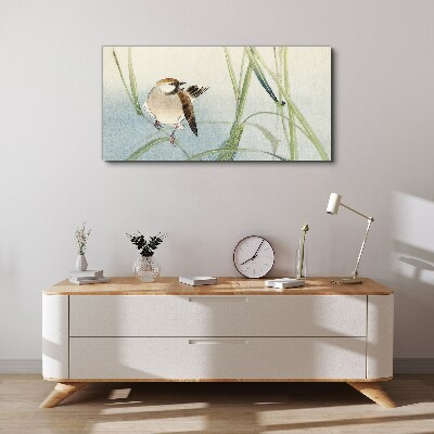 Vászonkép Cinege a fűben