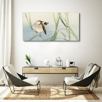 Vászonkép Cinege a fűben