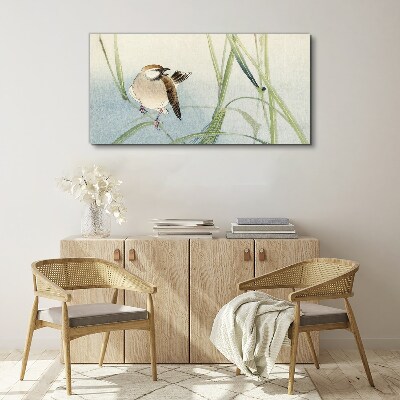 Vászonkép Cinege a fűben