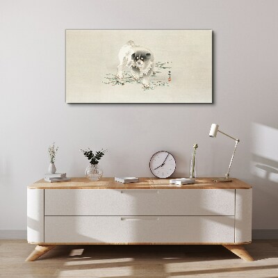 Vászonkép Kutya a fű háttérben