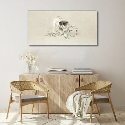 Vászonkép Kutya a fű háttérben