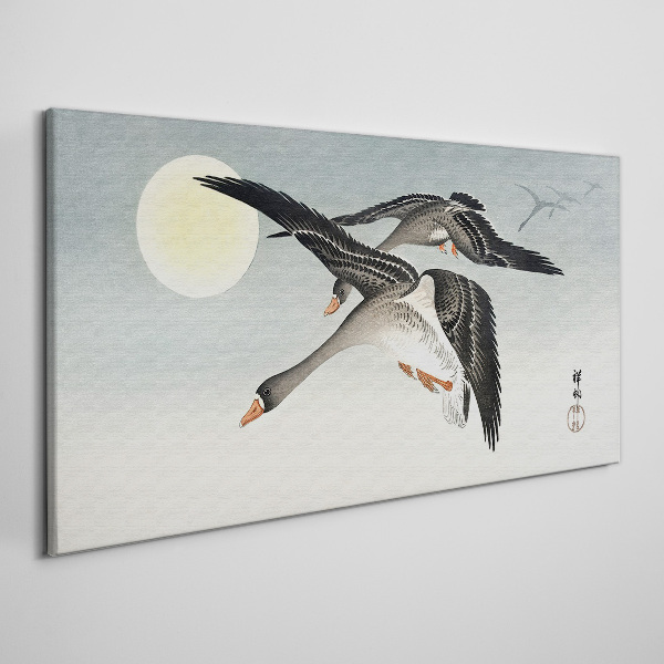 Vászonkép Liba repül a telihold alatt