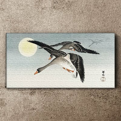 Vászonkép Liba repül a telihold alatt