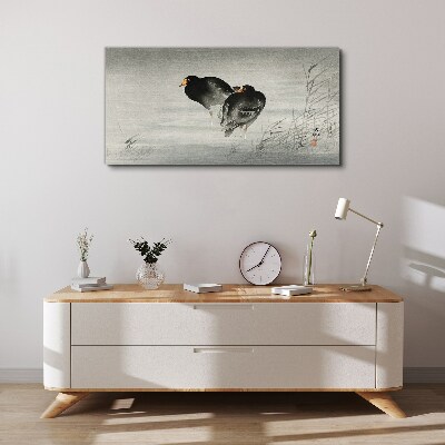 Vászonkép Két kacsa nyugodt vízen