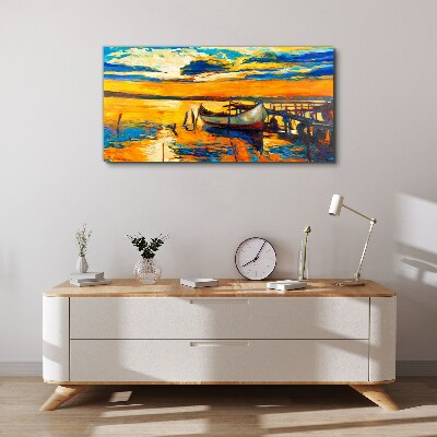 Vászonkép Arany óra a tónál