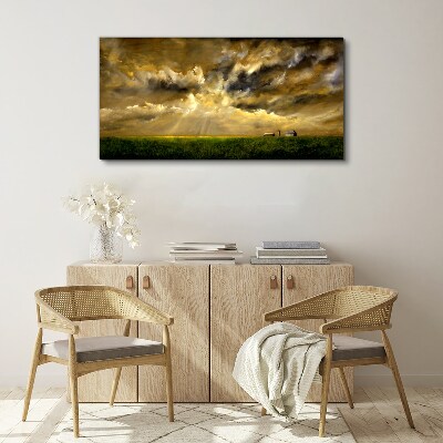 Vászonkép Békés táj felhőkkel