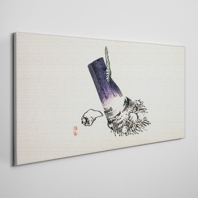 Vászonkép Egy kéz ecsettel és kagylóval