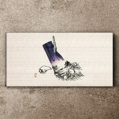 Vászonkép Egy kéz ecsettel és kagylóval