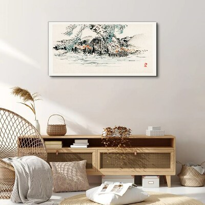 Vászonkép Békés táj hegyi tóval