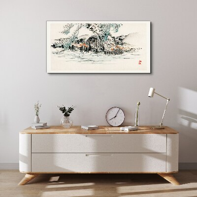 Vászonkép Békés táj hegyi tóval