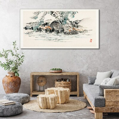 Vászonkép Békés táj hegyi tóval