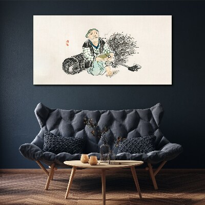 Vászonkép Öreg ember seprűvel