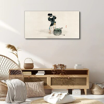 Vászonkép Fiú kosárral