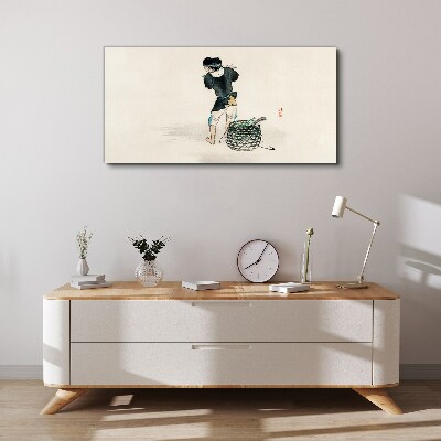 Vászonkép Fiú kosárral