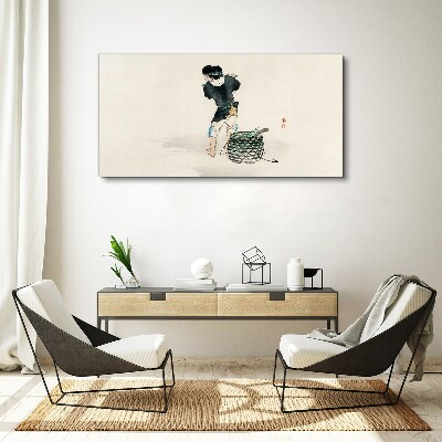 Vászonkép Fiú kosárral