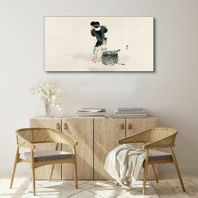 Vászonkép Fiú kosárral