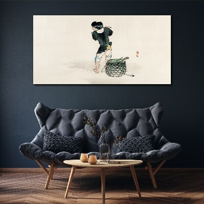 Vászonkép Fiú kosárral