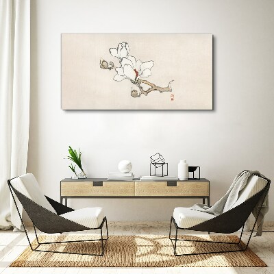 Vászonkép Magnólia virágok világos háttéren