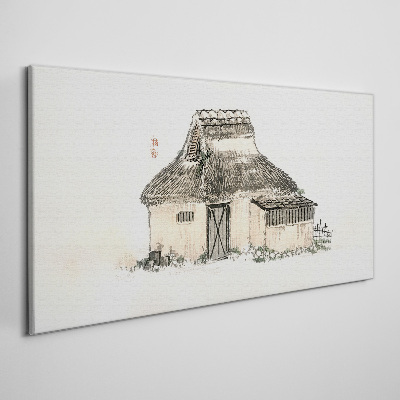 Vászonkép Vidéki házikó füves tetővel