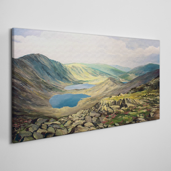 Vászonkép Hegyi táj egy tóval