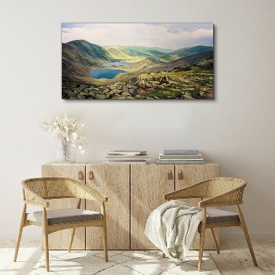 Vászonkép Hegyi táj egy tóval