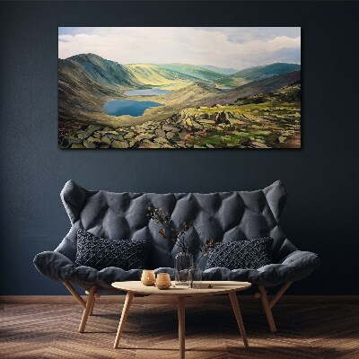 Vászonkép Hegyi táj egy tóval