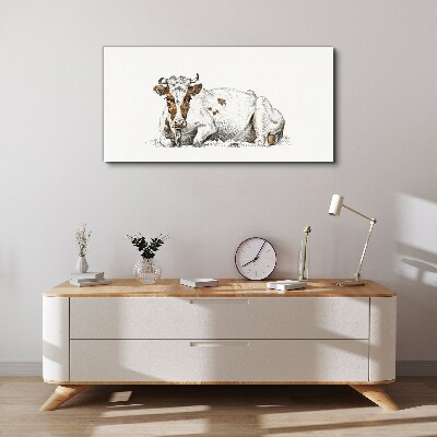 Vászonkép Nyugodt tehén a réten