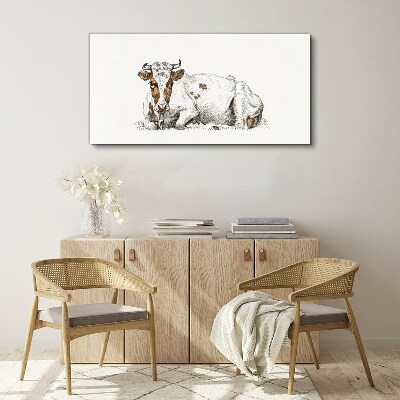 Vászonkép Nyugodt tehén a réten