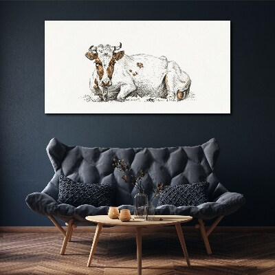 Vászonkép Nyugodt tehén a réten