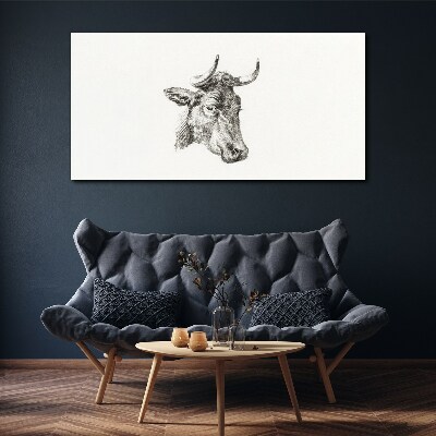 Vászonkép Portré egy tehén fehér alapon