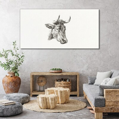 Vászonkép Portré egy tehén fehér alapon