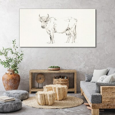 Vászonkép Tehén fehér alapon