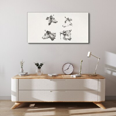 Vászonkép Szarvasmarha fekete-fehér portréja