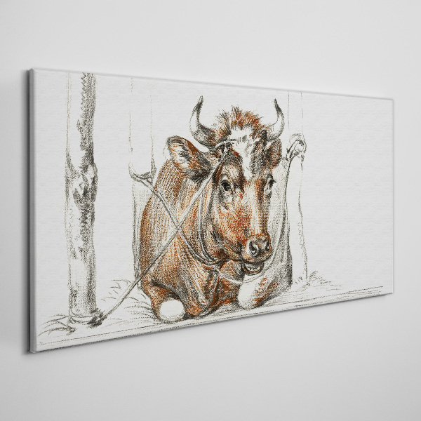 Vászonkép Egy békés tehén vidéki környezetben