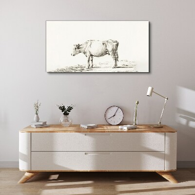 Vászonkép Nyugodt tehén a természet hátterében