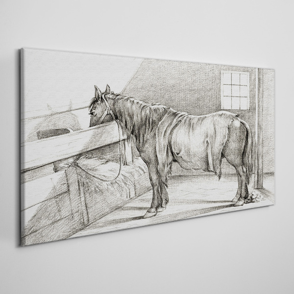 Vászonkép Nyugodt ló az istállóban
