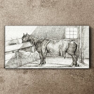 Vászonkép Nyugodt ló az istállóban