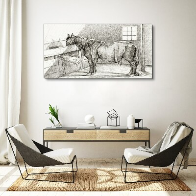 Vászonkép Nyugodt ló az istállóban