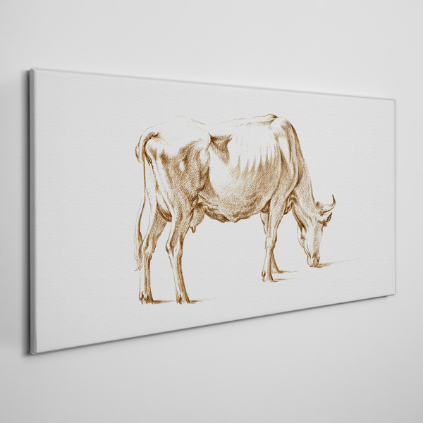 Vászonkép Tehén barna körvonalban