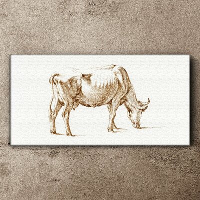 Vászonkép Tehén barna körvonalban