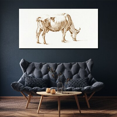 Vászonkép Tehén barna körvonalban