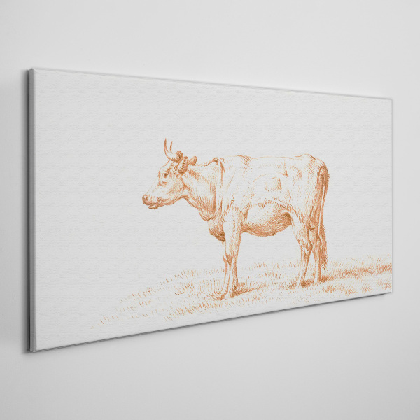 Vászonkép Tehén a fű háttér