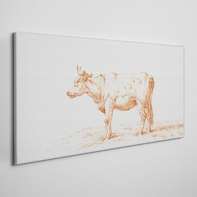 Vászonkép Tehén a fű háttér