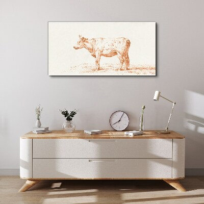 Vászonkép Tehén a fű háttér