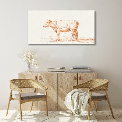 Vászonkép Tehén a fű háttér