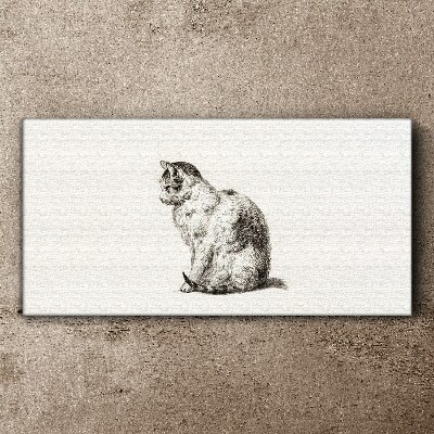 Vászonkép Ülő macska monokróm stílusban