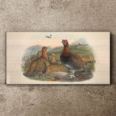 Vászonkép Madárcsalád természetes élőhelyükön