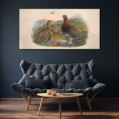 Vászonkép Madárcsalád természetes élőhelyükön