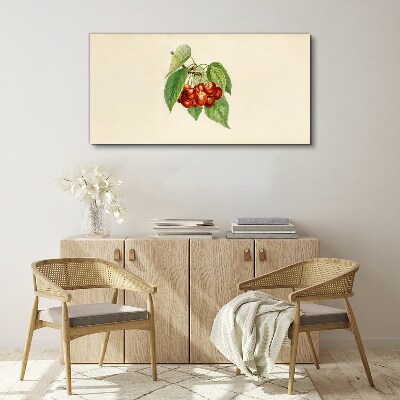 Vászonkép Piros cseresznye pasztell alapon