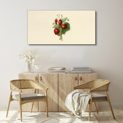 Vászonkép Eper csokor világos háttéren